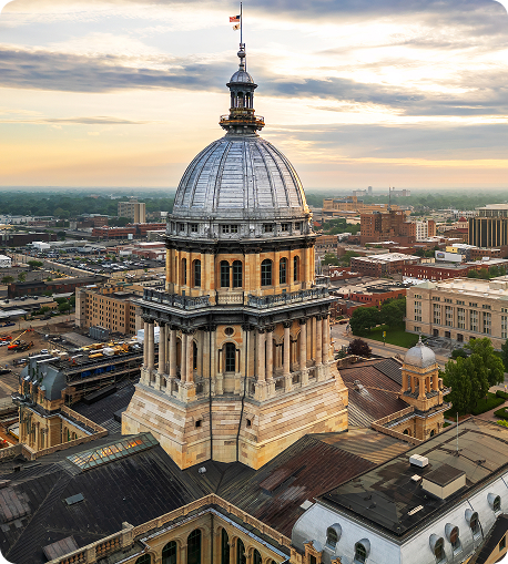 Aerial view of Illinois State Capitol in Salem.